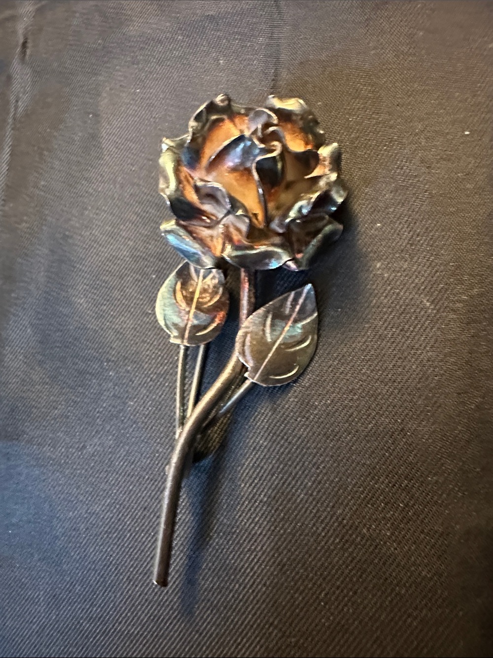 Vintage Mexican Sterling Silver Rose Brooch - 11.4g Signed Mexico 925